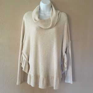 Anthropologie Metallic Shine Ruffle Sweater NWT